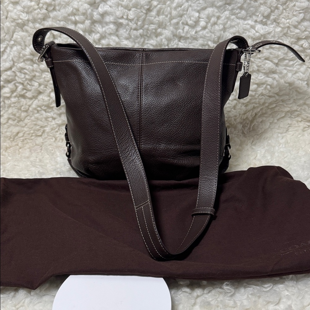 Coach hobo Brown Leather Bag with Pink Lining